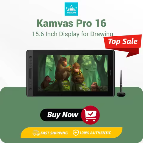 HUION Kamvas Pro 16 Graphics Tablet Display 120%sRGB Drawing Pen Tablet Monitor 8192 Levels Tilt Fun