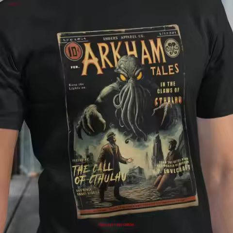 Arkham Tales The Call of Cthulhu T Shirt HP LovecrafT Eldritch Horror Embers Apparel Co long or shor