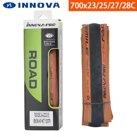 INNOVA 700x23C/25C/27C/28C Bicycle Tire 120TPI Road Bike 700C Ultralight Brown Yellow Edge Racing Fo