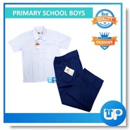 Falcon Baju Sekolah Rendah Putih Seluar Biru Gelap Lelaki Pakaian Seragam Sepasang Primary School Boys Uniform