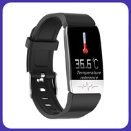 T1S สร้อยข้อมือสมาร์ทร่างกายอุณหภูมิวัด ECG Pressure Monitor นาฬิกาพยากรณ์อากาศ Band เครื่องดื่มเตือน Smartwatch