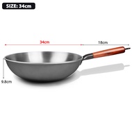 Konco Handmade iron wok Chinese Traditional frying pans Stir-fry Pan Uncoated Cooking Pot Gas Induction Cookware Kitchen Cookware