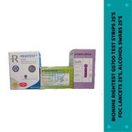BIONIME RIGHTEST GS700 Test Strips 25's with Lancets 25's and Alcohol Swabs 25's