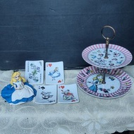 限面交*Disney 愛麗絲夢遊仙境二層下午茶點心盤+ Afternoon tea 點心盤4入(不含公仔) 雙層點心盤