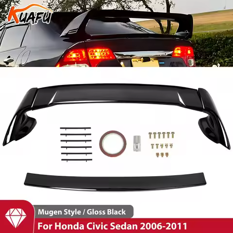 Rear Trunk Spoiler Wing JDM Mugen Style Fits 2006-2011 Honda Civic Sedan Gloss Black