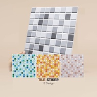 BSU Stylish 3D Shiny Tiles Sticker Wall Kitchen Bathroom Wallpaper Home Decor Peel And Stick Dapur Senang Cuci 装饰 即剥即贴