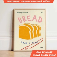 Tranh treo tường Bread Print Quirky Kitchen Poster Kitchen Wall Art Kitchen Decor Colourful tặng kè