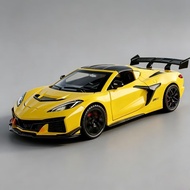 Chevrolet model car, scale 1:32 Corvette C8 ZR1X alloy car. Rc car with retractable hood. A rare Ame