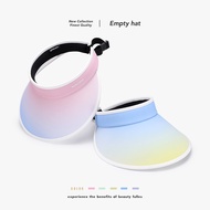 Gradient Hanging Dyed Summer Outdoor Uv-Proof Sun Hat Riding Fashion Topless Hat Women's All-Match Big Brim Sun Protection Hat 【ye】