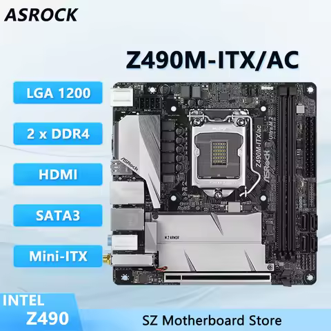 ASROCK Z490M-ITX/AC Z490 LGA 1200 carte mère prise en charge i9-10900K i7-10700 i5-10600K i3-10100 C