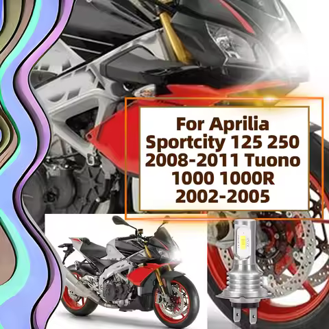 1PC H7 Motorcycle Light 45W LED Moto Headlight Bulb For Aprilia Sportcity 125 250 2008-2011 Tuono 10