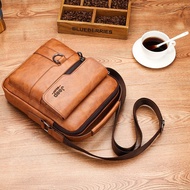 Jeep Men Sling Messenger Bag Crossbody Shoulder Bag Leather Shoulder Bag Large Capacity Anti-Theft B