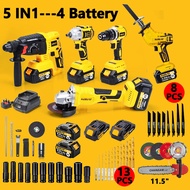 KEELAT 4 in 1 Tool Set Brushless Cordless Impact Drill Combo/Impact Wrench Heavy Duty Gun/Angle Grin