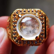 [Bayar Di Tempat] Cincin Akik Natural Colourless Teratai Putih Antik Super Crystal High Quality