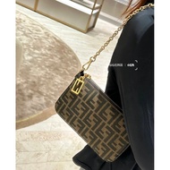 [Old Fairy] FENDI Fendi New Style Mahjong Bag Original Order Quality vintage Double F Canvas Brown J