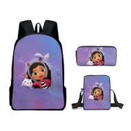 New Gabby's Dollhouse Gabby's Dollhouse School Bag Student Backpack Shoulder Pencil Bag Three-piece Set