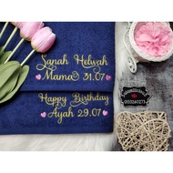 Sanah Helwah Tuala Sulam Nama Sulamilicious Hantaran Couple Set Wedding Anniversary Birthday Gift Co