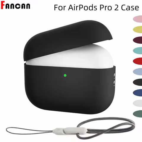 For Airpods Pro 3 Case Silicone With Lanyard Plain Color Earphone Cover For Apple AirPod Pro 2 Gener