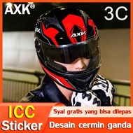 Ukuran lingkar kepala 54-62cm AXK Helm full face Double Desain Visor Anti-kabut tahan aus Anti silau