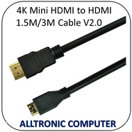 4K HD High Resolution Mini HDMI to HDMI Cable 1.5M /3M 24K Gold Plated
