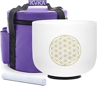 KVKA Singing Bowls, 20 cm, 528 Hz, C Note, 8 Inch White Flower of Life Chakra Singing Bowl for Yoga,