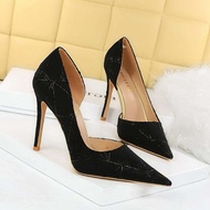 Giày nữ cỡ lớn BigTree thời trang có gót siêu cao Khối màu gót mịn thêu và cắt chi tiết cho bữa tiệc