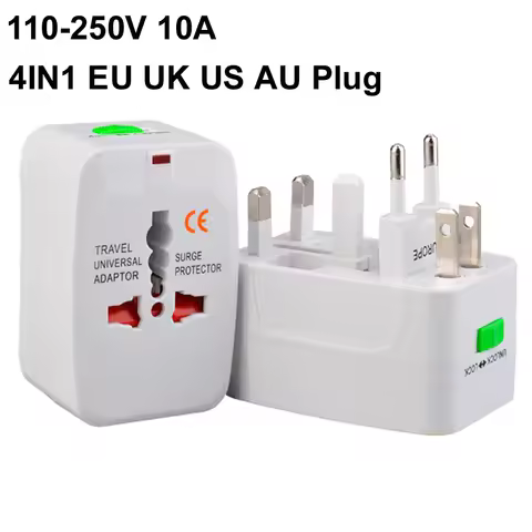 Universal 110-250v 10A Electric AC Power Charger Socket International World Travel Adapter EU UK US 