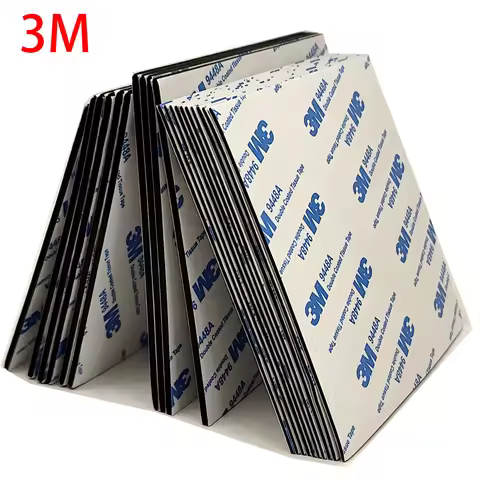 10pcs 1mm/2mm thick, 100mmx100mm Double Sticky Foam Mounting Tape with 3M 9448 glue, Black Foam, aro