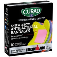 CURAD Performance Series IRONMAN Antibacterial Bandages, Extreme Hold Adhesive Technology, Knee & El