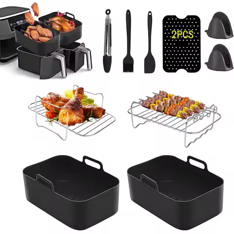 Air fryer accessories, 15 pieces, suitable for Ninja Foodi AF300UK, AF400UK and other 7.6L-9.5L dual