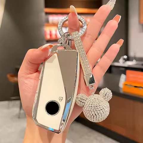 White TPU for BMW X1 IX XM X5 X6 X7 I7 2023 2024 New Energy Smart Car Key Case Cover Fob Diamond Key