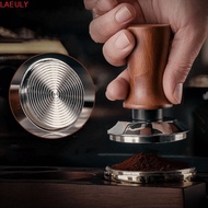 LAEULY Coffee Tamper, 51/53/58MM Flat/threaded Bottom Coffee Leveler, Durable Wood Handle Springs De