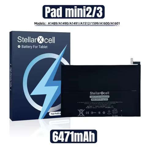 StellarXcell Tablet OEM BMS Flex Battery For iPad Mini 2 3 4 A1489 A1490 A1491 A1512 A1599 A1600 A16