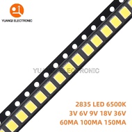 100pcs 2835 SMD LED 1W 0.5W 0.2W White 6000-6500K 3V 6V 9V 18V 36V 150MA 100MA 80MA 60MA 30MA High B