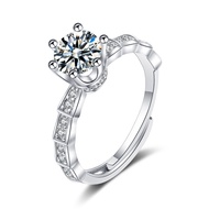 1CT 8 Hearts & 8 Arrows Moissanite Ring, Adjustable Open Band Women Engagement Ring