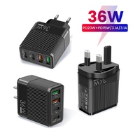 guohongzhilianjiaoyukej อะแดปเตอร์ชาร์จโทรศัพท์มือถือ แท็บเล็ต 36W QC3.0 และ 20W แบบชาร์จเร็ว