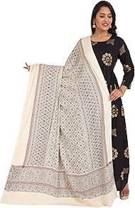 Ajrakh Print Dyed Staple Cotton Dupatta for Women (Maroon; Free Size), Multicolour, Free Size, Multi