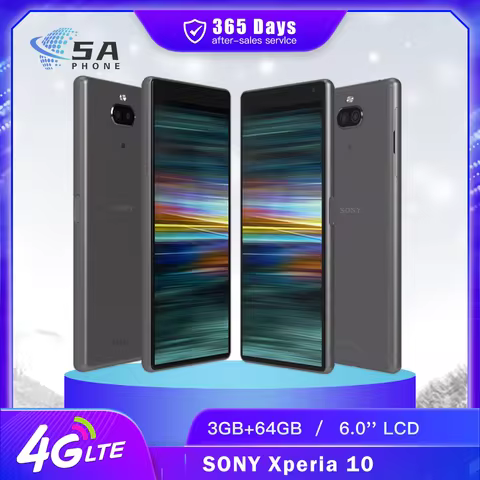 Original Sony Xperia 10 I3113 I4113 4G Mobile Phone NFC 3GB RAM 64GB ROM 6.0" 13MP+5MP+8MP 4K@30fps 