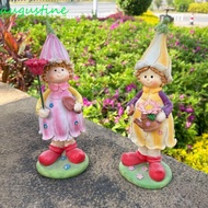 AUGUSTINE 2pcs Garden Couple Sculpture, Cartoon Resin Boy and Girl Statue, Micro Landscape Waterproo