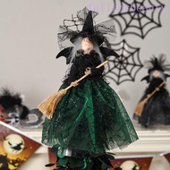FALLFORBEAUTY Halloween Witch Doll, High Quality Witch Haunted House Doll, Cute Silk Scary Black Des