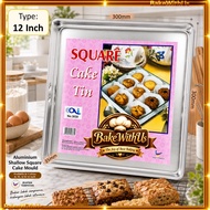Aluminium Shallow Square Cake Mould Tin – 8 / 10 / 12 / 13 Inch | Loyang Kek Segi Empat & Kuih (4 Si