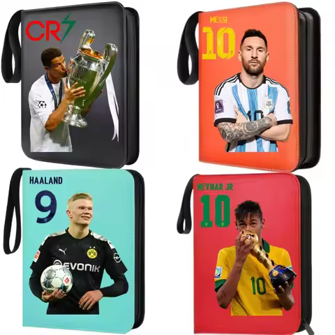 400pcs Football Star Card Album Book Folder Messi Ronaldo Haaland Collection Card Loose-leaf PU Zipp