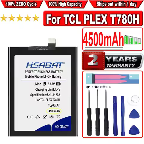 HSABAT 4500mAh TLp037A7 Battery for TCL PLEX T780H for Alcatel Phone