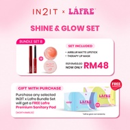 [IN2IT X LAFRE] Shine & Glow Set - Airblur Matte Lipstick & Therapy Lip Mask (FREE LAFRE Pad)