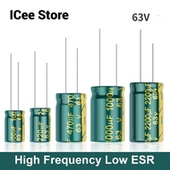 50Pcs Aluminum Electrolytic Capacitor 63V High Frequency Low ESR 63V 100UF 220UF 470UF 1000UF 2200UF Low Resistance