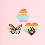 Rainbow Pride LGBTQ Pin Brooch Cute Duck Butterfly Paw Heart Brooch Metal Badges for Pride Month