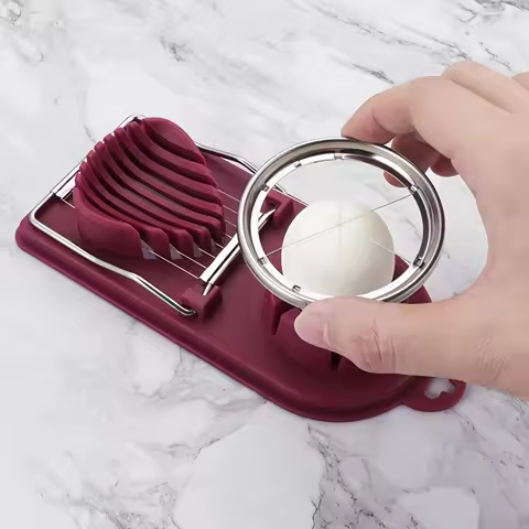 1pc Multipurpose Egg Cutter, Suitable For Hard Boiled Eggs, 2-In-1 Egg Slicer/Divider/Dicer/Cutter, 