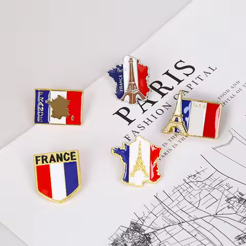 France National Flag Enamel Pins GR Paris Eiffel Tower La Tour Eiffel Souvenir Badge Brooch Bag Clot