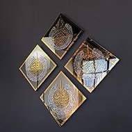 iwa concept Ayatul Kursi, Surah Al Ikhlas, Al Falaq and Al Nas Tempered Glass Set Islamic Wall Art, Quran Verse Arabic Calligraphy Decor, Islamic Gift for Muslims at Ramadan (Black Glass)
