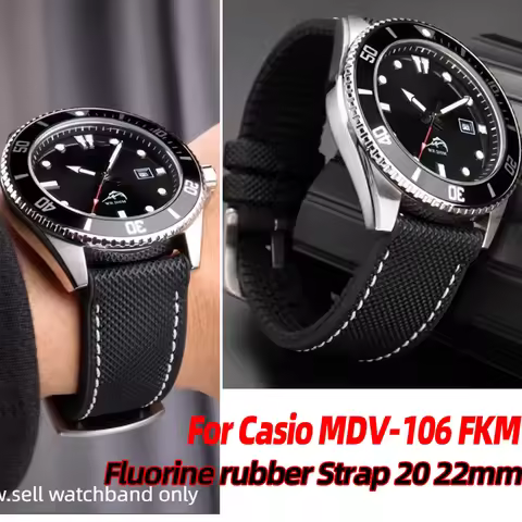 FKM Fluorine rubber 20m 22mm MDV106 WatchBand Diving men Watch Bracelet For Casio MDV-106 MTP-VD01 M